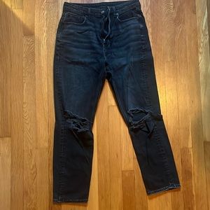 American Eagle Black Distressed Boyfriend Jeans